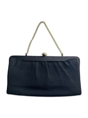 1960’s Kiss-lock Black Evening Purse - Vintage Cocktail Bag